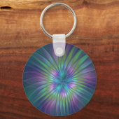 Colorful Shiny Fantasy Flower Abstract Fractal Art Sleutelhanger (Voorkant)