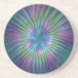 Colorful Shiny Fantasy Flower Abstract Fractal Art Zandsteen Onderzetter