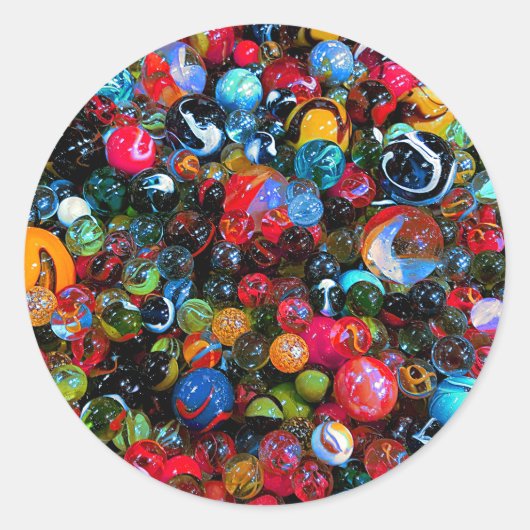 Colorful Shiny Glass Marbles Ronde Sticker (Voorkant)