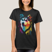 Colorful Siberian Husky Dog Art T-shirt (Voorkant)