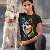 Colorful Siberian Husky Dog Art T-shirt