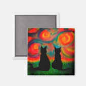 Colorful Silhouette Cat Magnet (Voorkant / Achterkant)