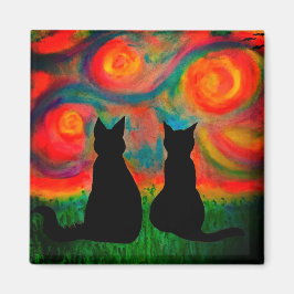 Colorful Silhouette Cat Magnet