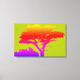 Colorful Silhouette Family Large Tree 1950's Canvas Afdruk
