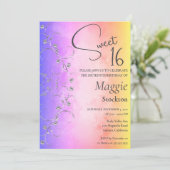 Colorful Silver Border Sweet 16 Uitnodiging (Staand voorkant)