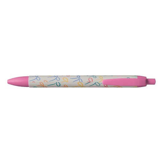 Colorful Simple Bows Pattern Zwarte Inkt Pen (Achterkant)