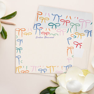 Colorful Simple Bows Personal Stationery Notitiekaartje