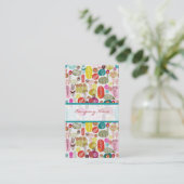 Colorful Simple Hand Drawn Retro Flowers Patroon 3 Visitekaartje (Staand voorkant)