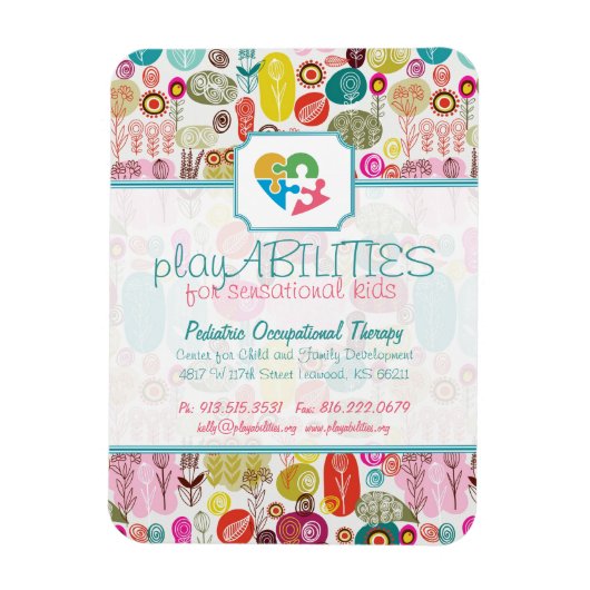 Colorful Simple Hand Drawn Retro Flowers Patroon 4 Magneet (Verticaal)