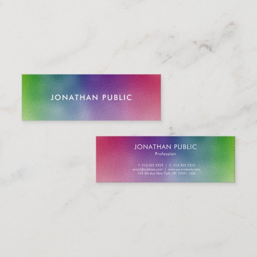 Colorful Simple Sjabloon Professional Elegant Mini Visitekaartje (Voorkant / Achterkant)