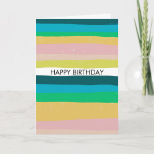 Colorful Simple Stripes HAPPY BIRTHDAY CUSTOM Kaart