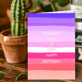Colorful Simple Stripes HAPPY BIRTHDAY CUSTOM Kaart