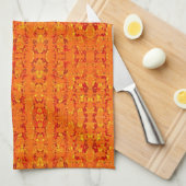 Colorful Sinaasappel Aztek Kitchen Towel Theedoek (Quarter Fold)