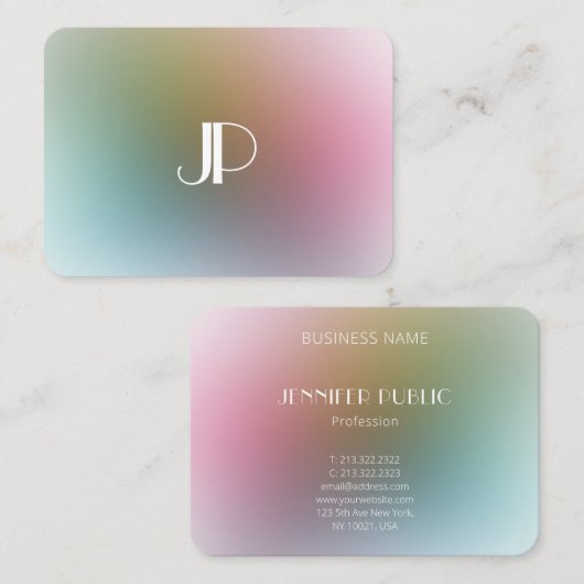 Colorful Sjabloon Luxury Modern Elegant Monogram Visitekaartje (Voorkant / Achterkant)