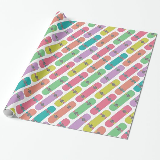 Colorful Skateboard Patroon  Cadeaupapier (Uitgerold)