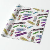 Colorful Skateboard Patroon Cadeaupapier (Uitgerold)