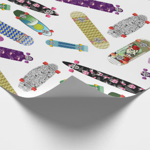 Colorful Skateboard Patroon Cadeaupapier