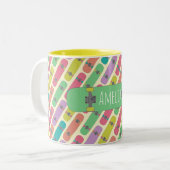 Colorful Skateboard Patroon Tweekleurige Koffiemok (Voorkant links)