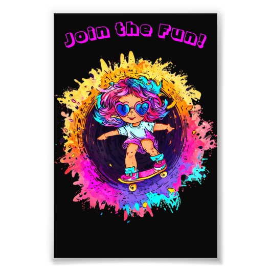 COLORFUL SKATEBOARDING INVITE! FOTO AFDRUK (Voorkant)
