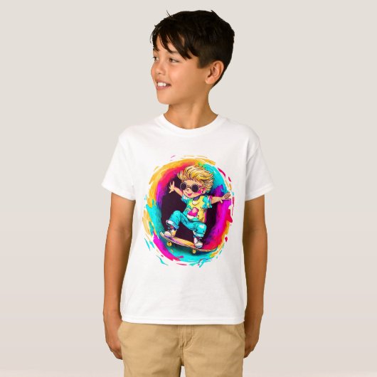COLORFUL SKATER FUN! T-SHIRT (Voorkant volledig)