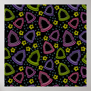 Colorful Sketchy-kerstbomen Poster