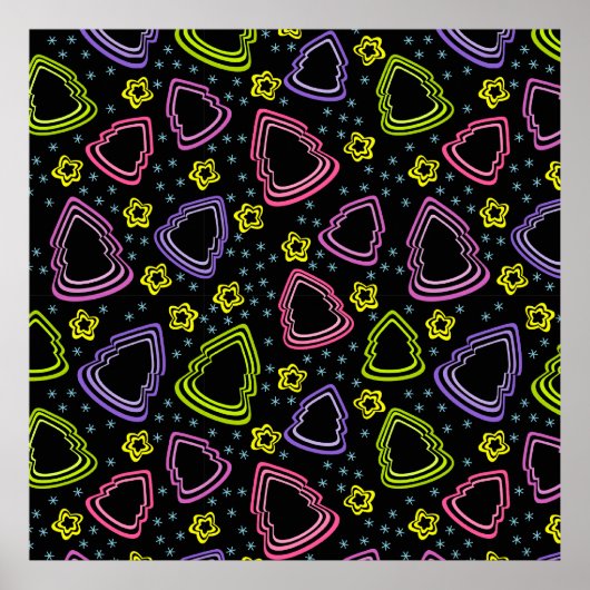 Colorful Sketchy-kerstbomen Poster (Voorkant)