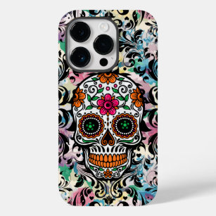 Colorful Skull & Black Swirls Case-Mate iPhone 14 Pro Hoesje