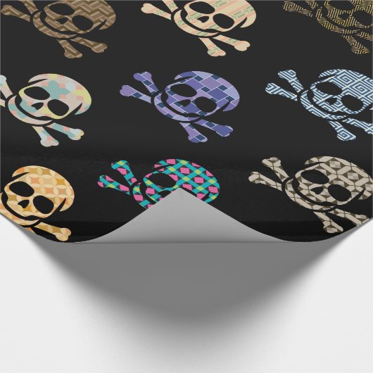 Colorful Skull & Crossbones Cadeaupapier (Hoek)