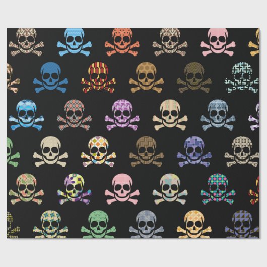 Colorful Skull & Crossbones Cadeaupapier (Vlak)
