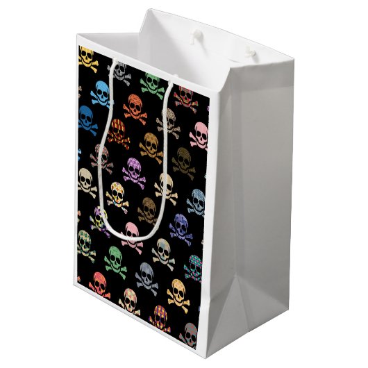 Colorful Skull & Crossbones Medium Cadeauzakje (Achterkant Gekanteld)