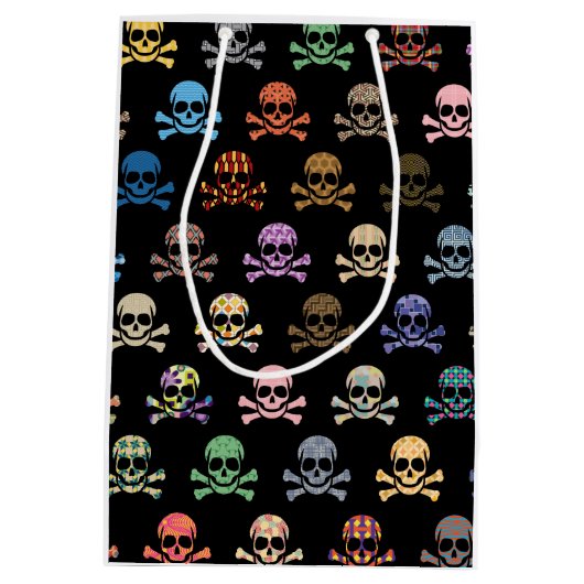 Colorful Skull & Crossbones Medium Cadeauzakje (Achterkant)
