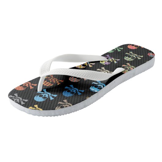 Colorful Skull & Crossbones Teenslippers (Schuin)