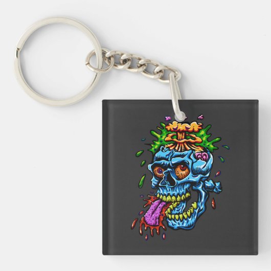 Colorful Skull Explosion Sleutelhanger (voorkant)