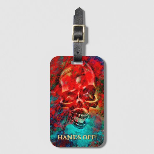 Colorful skull. Hands Off! Bagagelabel (Voorkant (verticaal))