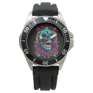 Colorful Skull Horloge