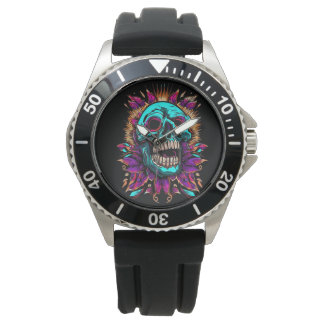 Colorful Skull Horloge