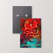 Colorful skull. I Love Skulls Button (Voorkant / Achterkant)