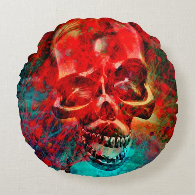 Colorful skull rond kussen (Voorkant)