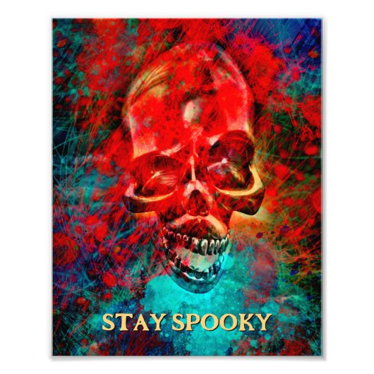 Colorful skull. Stay Spooky  Foto Afdruk (Voorkant)