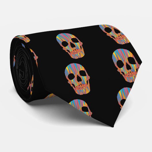 Colorful Skull Stropdas (Opgerold)