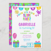 Colorful Slime Kids Birthday Uitnodiging (Voorkant / Achterkant)