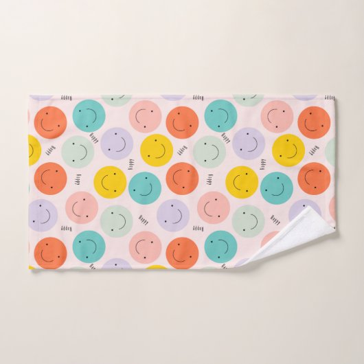 Colorful Smilling Happy Face Pattern Bad Handdoek (Handdoek)