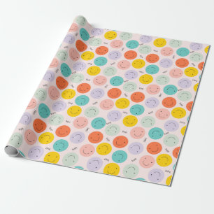 Colorful Smilling Happy Face Pattern Cadeaupapier