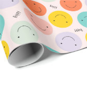 Colorful Smilling Happy Face Pattern Cadeaupapier (Rol Hoek)