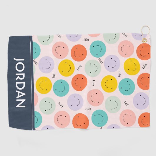 Colorful Smilling Happy Face Pattern Golfhanddoek (Horizontaal)