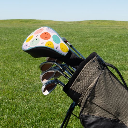 Colorful Smilling Happy Face Pattern Golfheadcover (Insitu)