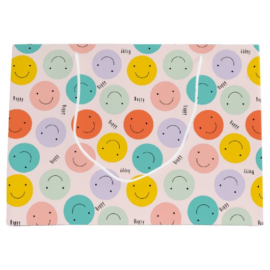 Colorful Smilling Happy Face Pattern Groot Cadeauzakje (Voorkant)