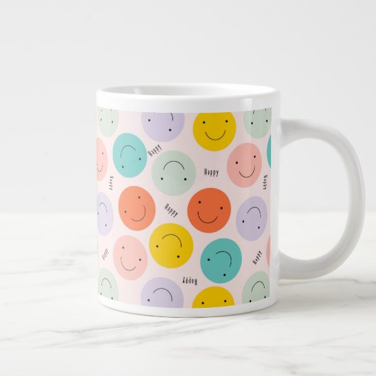 Colorful Smilling Happy Face Pattern Grote Koffiekop (Rechts)