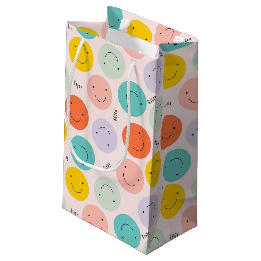 Colorful Smilling Happy Face Pattern Klein Cadeauzakje (Achterkant Gekanteld)