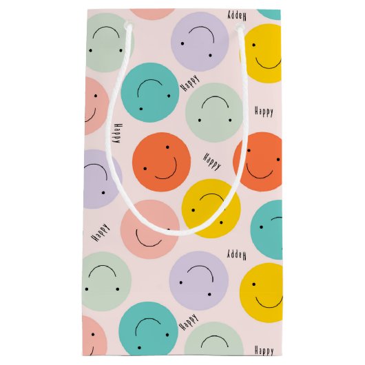 Colorful Smilling Happy Face Pattern Klein Cadeauzakje (Voorkant)